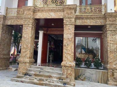 Thi công đá ốp mặt tiền màu vàng tại nam từ liêm