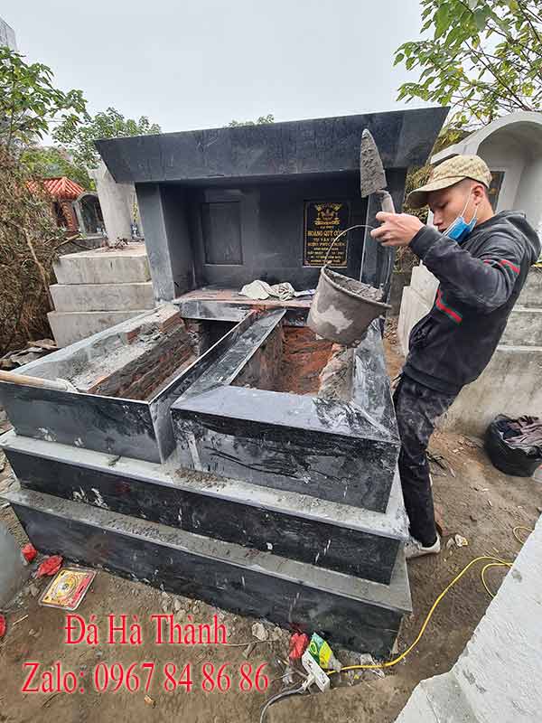 Thi công mộ đá granite xanh hasan tại Hà Nội